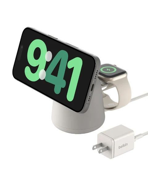 Бездротовий зарядний пристрій Belkin BoostCharge Pro 2-in-1 MagSafe Dock 15W Sand
