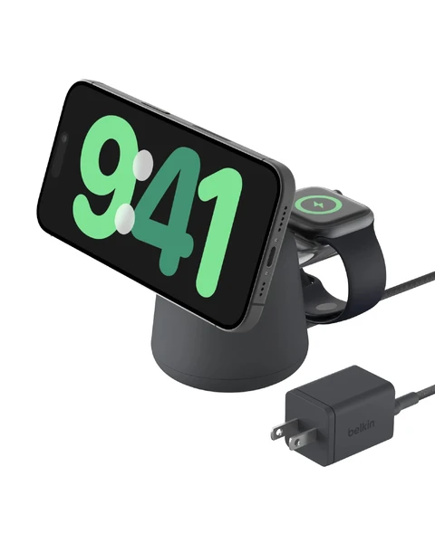 Бездротовий зарядний пристрій Belkin BoostCharge Pro 2-in-1 MagSafe Dock 15W Charcoal