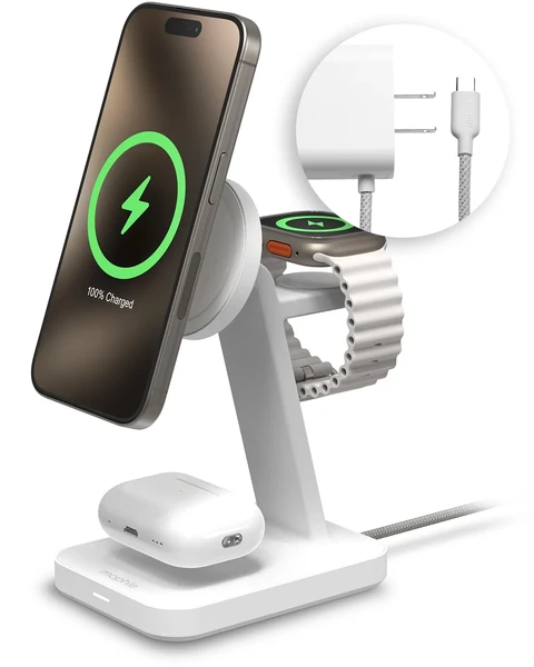 Бездротова зарядна станція Mophie Snap+ 3-in-1 15W Qi2 Wireless Charge Stand
